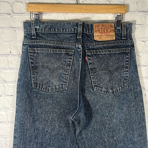 Vintage 90s Levi’s Men’s 550 Relaxed Fit  Jeans size W34 x L34 Stone Acid Washed - Picture 5 of 9